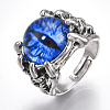 Adjustable Alloy Glass Finger Rings RJEW-T006-02B-1