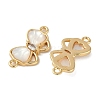 Brass Clear Cubic Zirconia Pave Natural Shell Bowknot Connector Charms KK-P283-06G-2