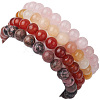 4Pcs Constellation 8mm Round Natural Rhodonite & Rose Quartz & Dyed Jade & Carnelian Beaded Stretch Bracelets for Women BJEW-JB10642-5