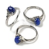 Oval Natural Lapis Lazuli Adjustable Rings RJEW-Q818-01P-05A-1