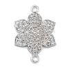 Rack Plating Brass Micro Pave Clear Cubic Zirconia Flower Connector Charms KK-A234-043P-1