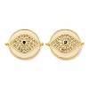 Rack Plating Brass Micro Pave Clear Cubic Zirconia Eye Connector Charms KK-Z063-20G-01-1