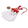 Christmas Handmade Woven Macrame Cotton Thread Santa Claus Pendant Decorations HJEW-JM02455-02-3