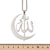 304 Stainless Steel Moon & Arabic Pendants Box Chain Necklaces for Women Men NJEW-R013-02P-5