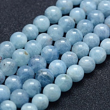 Natural Aquamarine Beads Strands G-P342-10A-6mm-AB+