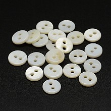 2-Hole Shell Flat Round Buttons BUTT-P012-14