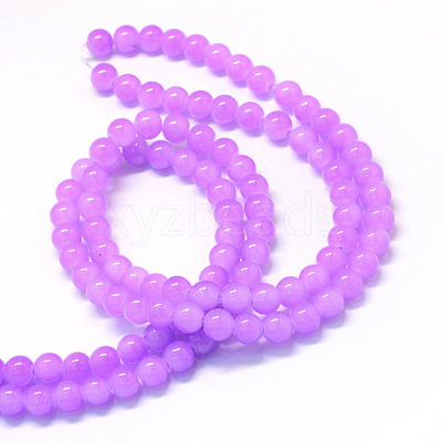 Baking Paint Imitation Jade Glass Round Bead Strands X-DGLA-Q021-6mm-44-1