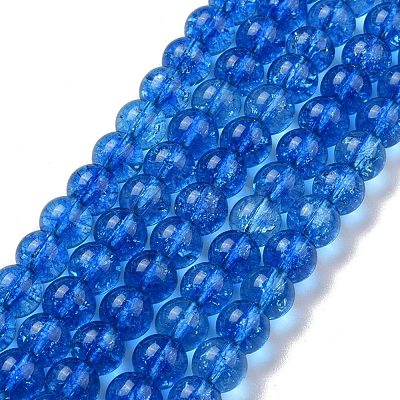Crackle Glass Round Bead Strands CCG-C001-01B-03-1