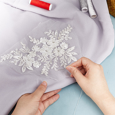 Flower Pattern Polyester Computerized Embroidery Appliques DIY-WH0304-580-1