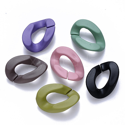 Opaque Spray Painted Acrylic Linking Rings OACR-S036-001B-I-1-1