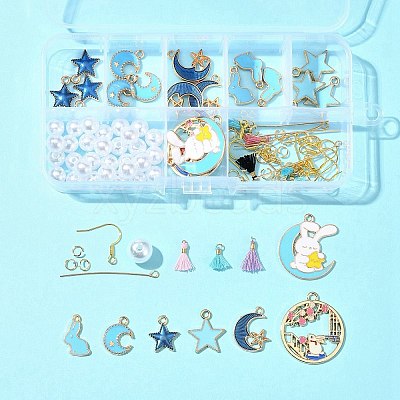 DIY Alloy Enamel & Acrylic & Polycotton Tassel Dangle Earrings Making Kits DIY-FS0001-21B-1