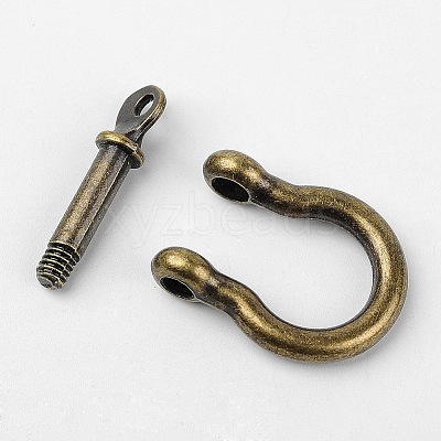 Tibetan Style Alloy D-Ring Anchor Shackle Clasps X-PALLOY-D355-AB-1