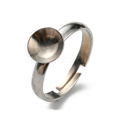 Tarnish Resistant Adjustable 304 Stainless Steel Finger Rings Components X-STAS-E163-97P-1