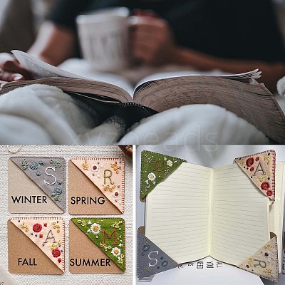 4Pcs Letter Personalized Hand Embroidered Corner Bookmarks JX587A-1