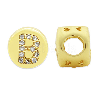Brass Micro Pave Clear Cubic Zirconia Beads KK-T030-LA843-BX3-1