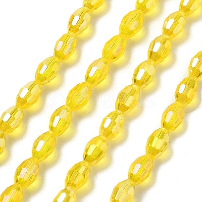 Transparent Electroplate Glass Beads Strands EGLA-A037-T6x8mm-B07-1