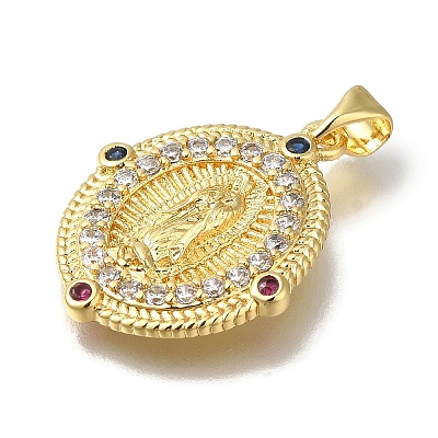 Rack Plating Brass Micro Pave Clear Cubic Zirconia Pendants KK-G500-02B-G-1