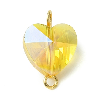 6pcs 6 Colors Glass Heart Connector Charms PALLOY-JF03072-1