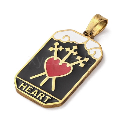 Ion Plating(IP) 304 Stainless Steel Enamel Pendants STAS-Q003-01G-020-1