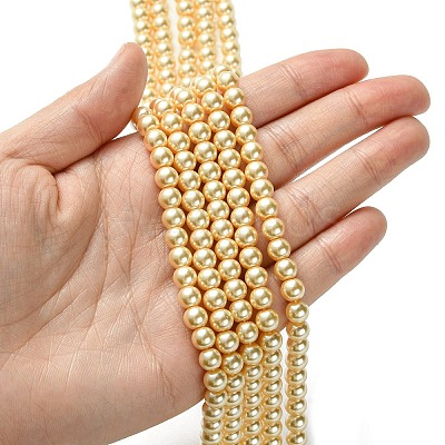 Dyed Glass Pearl Round Bead Strands X-HY-A002-6mm-RB072-1