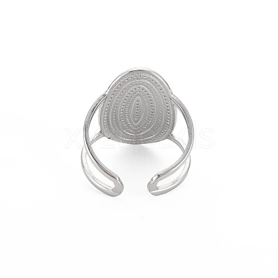 Non-Tarnish 304 Stainless Steel Oval Wide Open Cuff Ring for Women RJEW-S405-172P-1