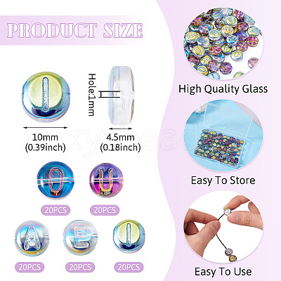 100Pcs 5 Styles Transparent Electroplated UV Plating Glass Beads GLAA-TA0003-19C-1