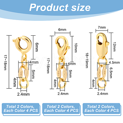 24Pcs 6 Styles Brass Spring Ring Clasps FIND-PH0009-98-1