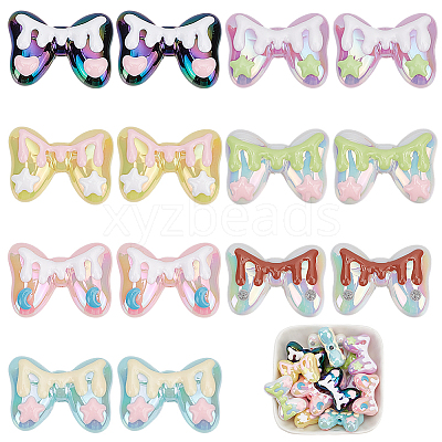 14Pcs 7 Colors Plating Acrylic Beads OACR-AN0001-01-1