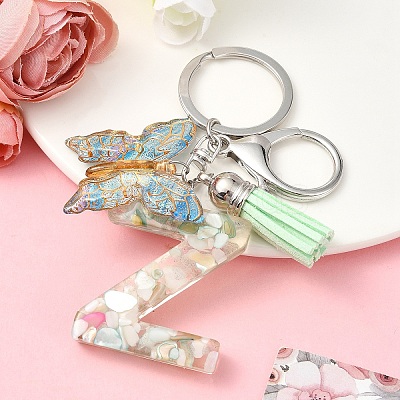 Resin & Acrylic & Faux Suede Tassel Keychain KEYC-YW00126-26-1