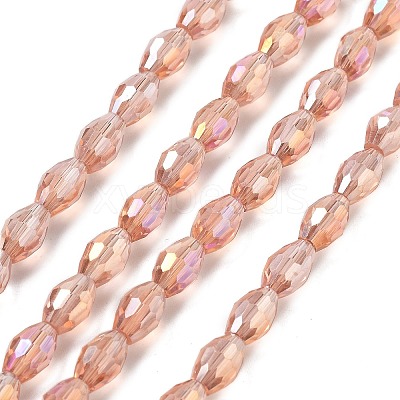 Transparent Electroplate Glass Beads Strands X-EGLA-A037-T6x8mm-B06-1