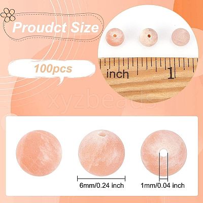 100Pcs Round Natural Sunstone Beads G-OC0001-37-1