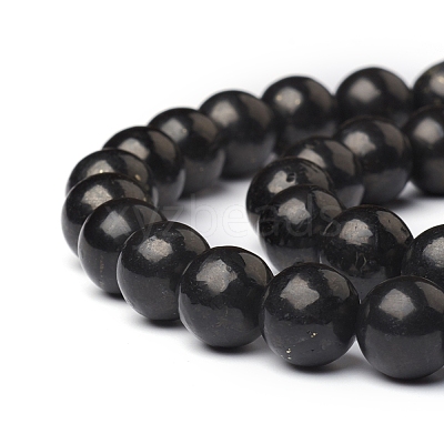 Natural Shungite Beads Strands G-I271-C03-12mm-1