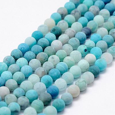 Frosted Natural Agate Beads Strands G-F365-8mm-03-1