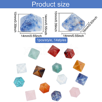 14Pcs 14 Style Pyramid Natural & Synthetic Gemstone Home Display Decorations G-FG00001-04-1