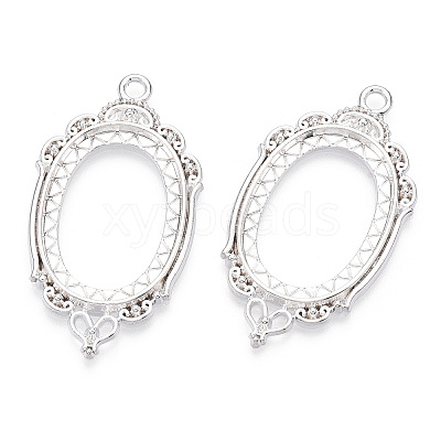 Zinc Alloy Link Cabochon Settings PALLOY-WH0001-35S-1
