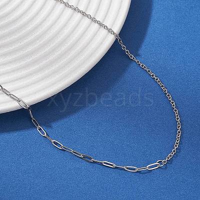 304 Stainless Steel Paperclip Chain Cable Chain Necklaces for Women NJEW-JN05590-1