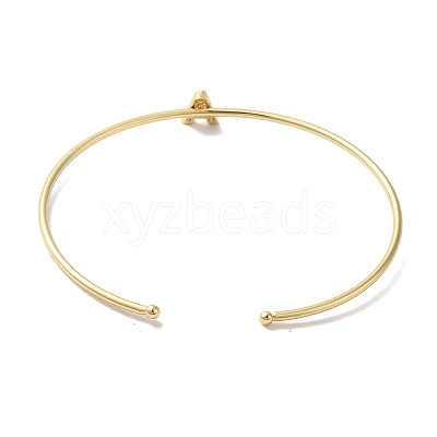 Rack Plating Brass Micro Pave Clear Cubic Zirconia Letter Open Cuff Bangles BJEW-A018-01G-A-1