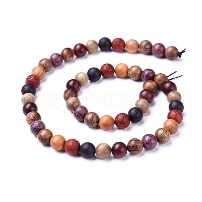 Natural Wood Beads Strands WOOD-F008-07-B-1