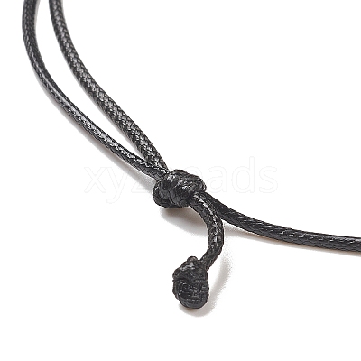 Natural Green Aventurine Bullet Pendant Necklace with Waxed Cords for Women NJEW-M196-02D-1