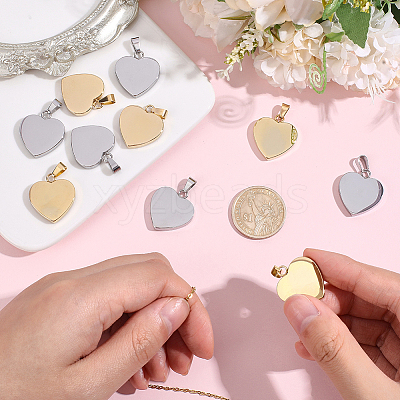 10Pcs Valentines Gift Idea for Him 304 Stainless Steel Stamping Blank Tag Pendants STAS-BBC0010-06A-1