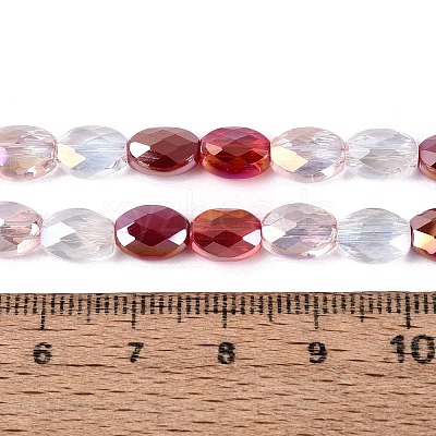 Electroplate Imitation Jade & Opaque & Transparent Glass Beads Strands EGLA-Q135-6x8MM-01A-1
