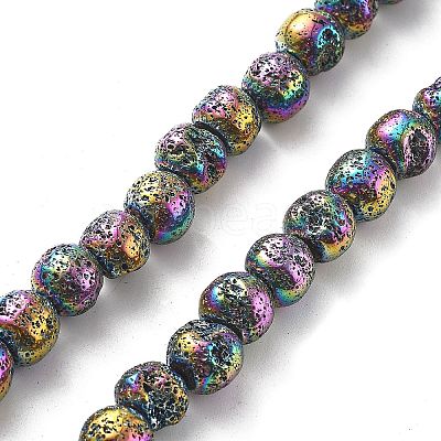 Electroplated Natural Lava Rock Beads Strands G-A251-E01-01G-1