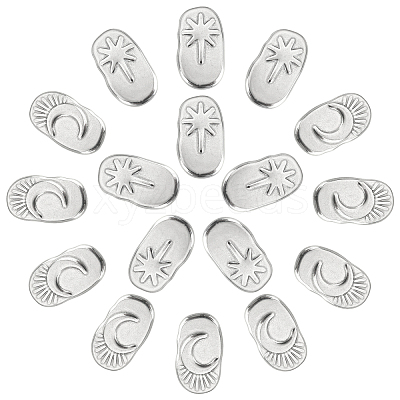 16Pcs 2 Style Oval with Moon & Star 304 Stainless Steel Cabochons STAS-DC0002-66-1