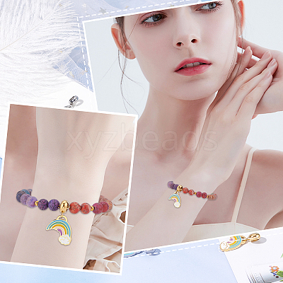 8Pcs 2 Colors 304 Stainless Steel European Dangle Charms STAS-DC0010-74-1
