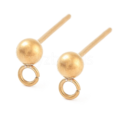 Ion Plating(IP) 304 Stainless Steel Ball Post Stud Earring Findings STAS-E163-44G-01-1