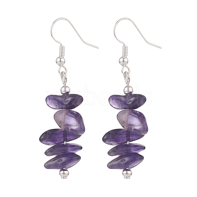 Natural Amethyst Chips Beaded Jewelry Set SJEW-JS01232-03-1