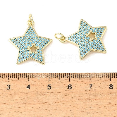 Brass Micro Pave Sky Blue Cubic Zirconia Pendants CU-CBA6938-05G-04-1