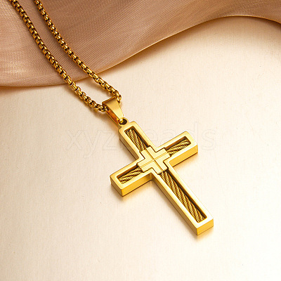 Religion 304 Stainless Steel Pendant Necklaces for Men WG51DD4-01-1