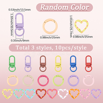30Pcs 3 Styles Alloy Clasps FIND-SC0022-27-1