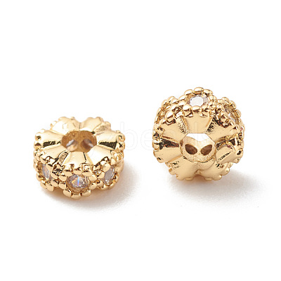 Brass Clear Cubic Zirconia Spacer Beads KK-G420-22G-1